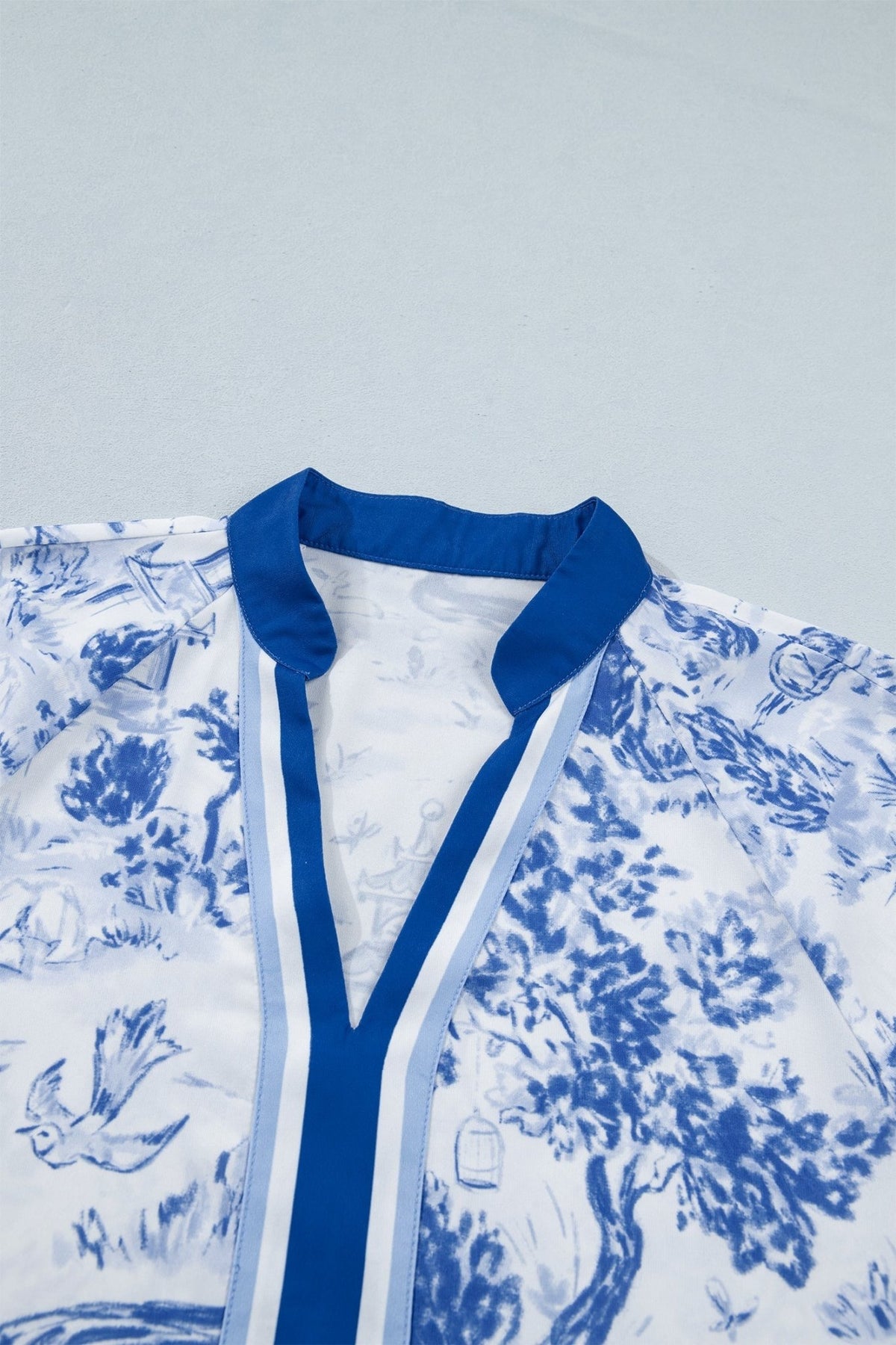 Floral Contrast V-Neck Raglan Sleeve Blouse - Rooted & Reckless Co.