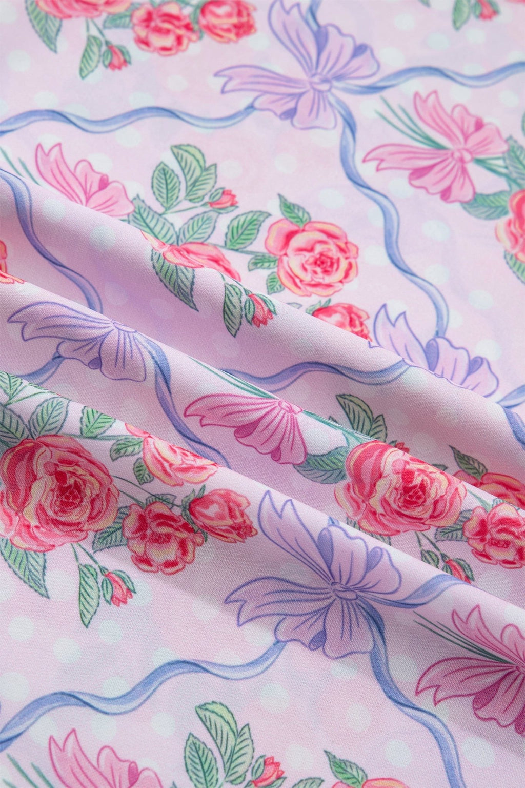 Floral Coquette Bow Ruffle Short Sleeve Blouse - Rooted & Reckless Co.