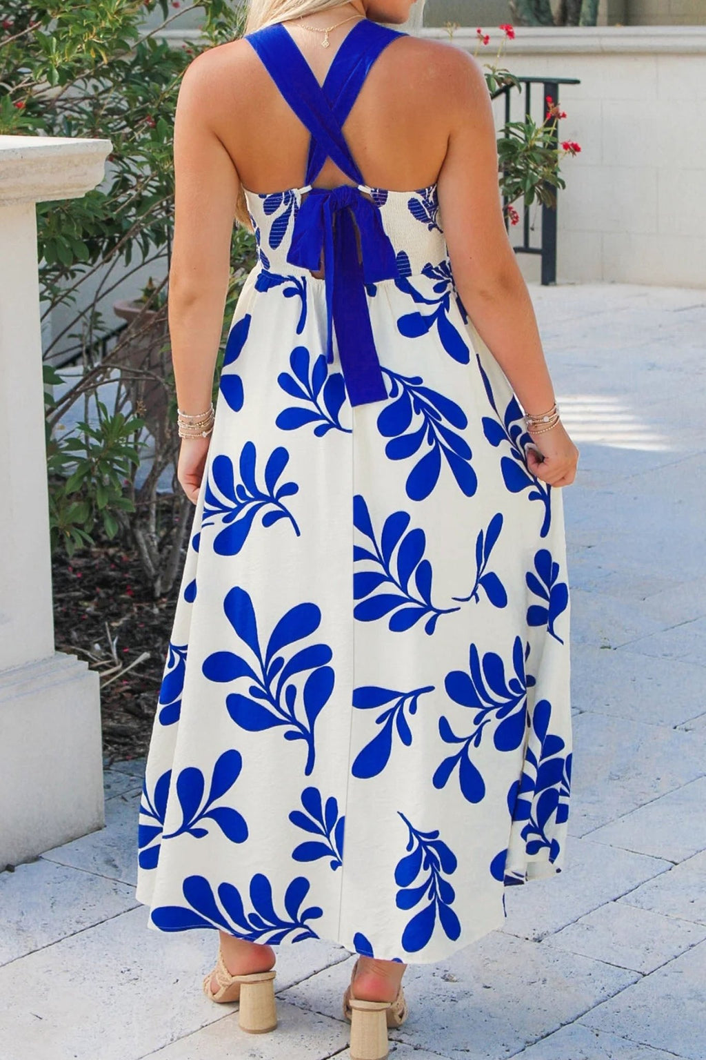 Floral Crisscross Tie-Back Sleeveless Maxi Dress - Rooted & Reckless Co.