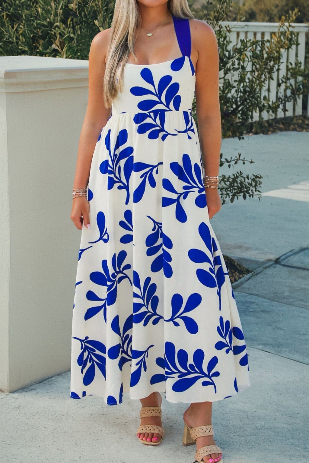 Floral Crisscross Tie-Back Sleeveless Maxi Dress - Rooted & Reckless Co.