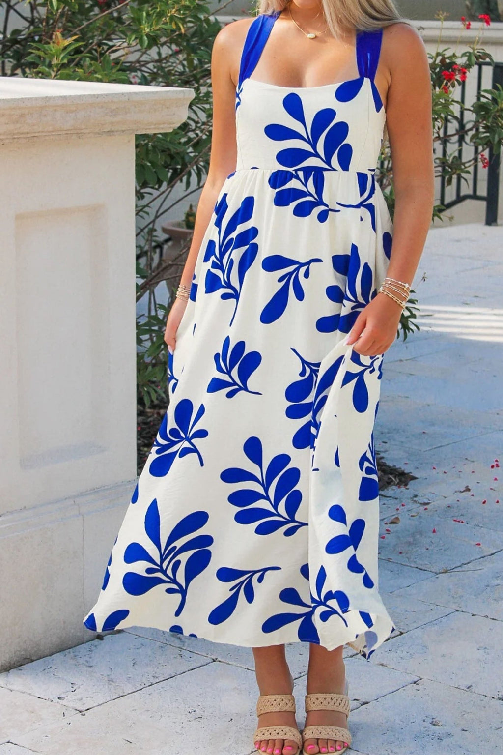 Floral Crisscross Tie-Back Sleeveless Maxi Dress - Rooted & Reckless Co.