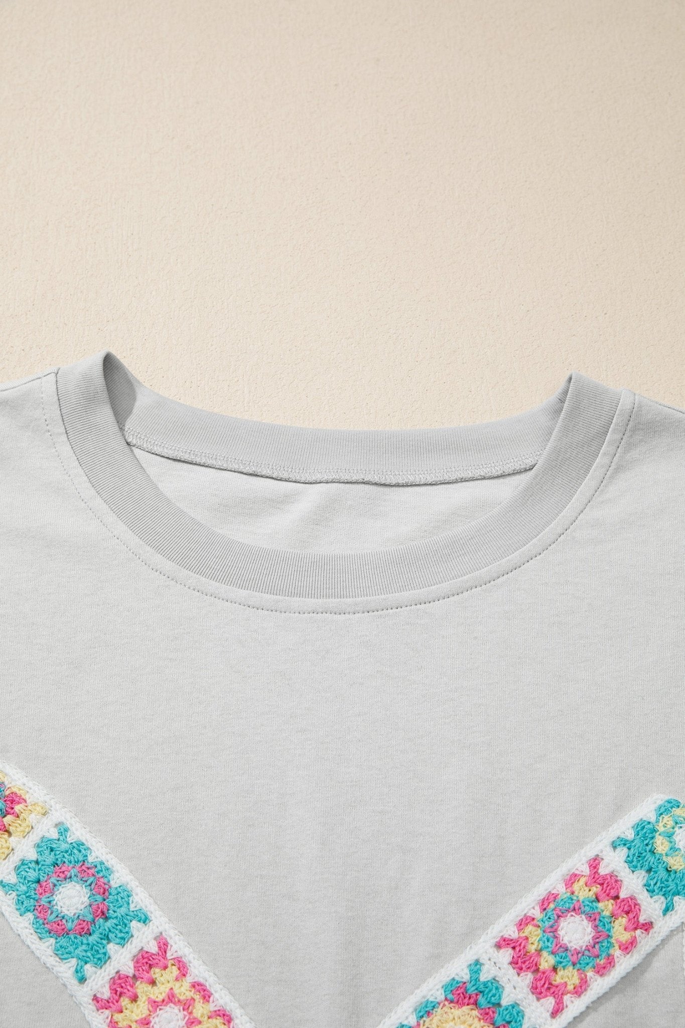 Floral Crochet Ribbon Bow Patched T-Shirt - Rooted & Reckless Co.