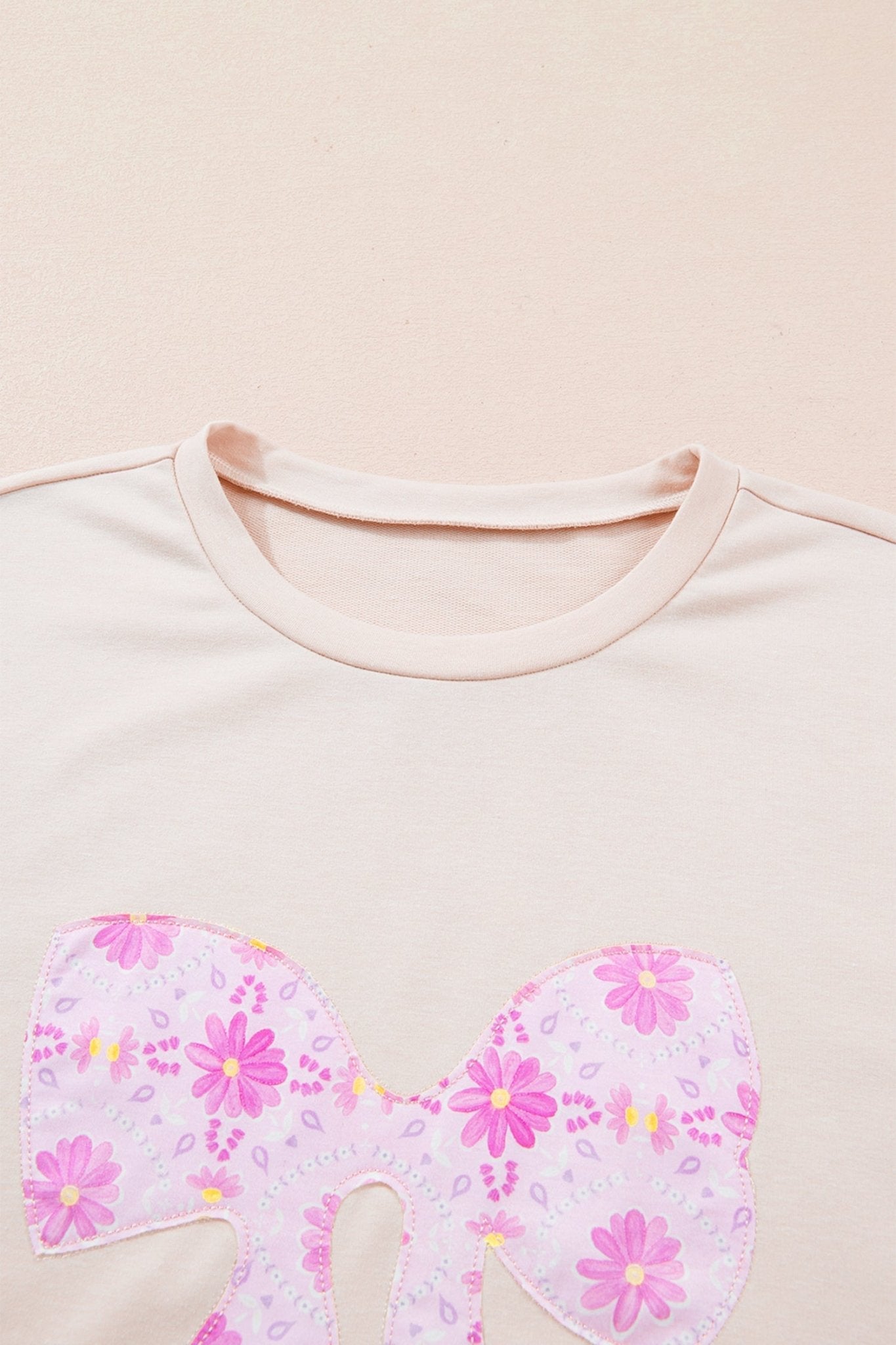 Floral Daisy Bow Patchwork Short Sleeve T-Shirt - Rooted & Reckless Co.
