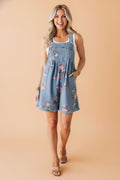 Floral Denim Adjustable Strap Romper - Rooted & Reckless Co.