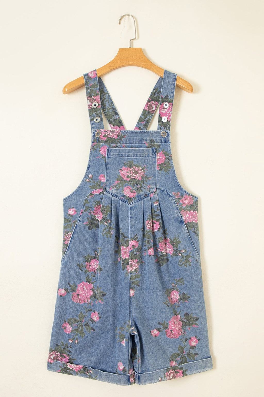 Floral Denim Adjustable Strap Romper - Rooted & Reckless Co.