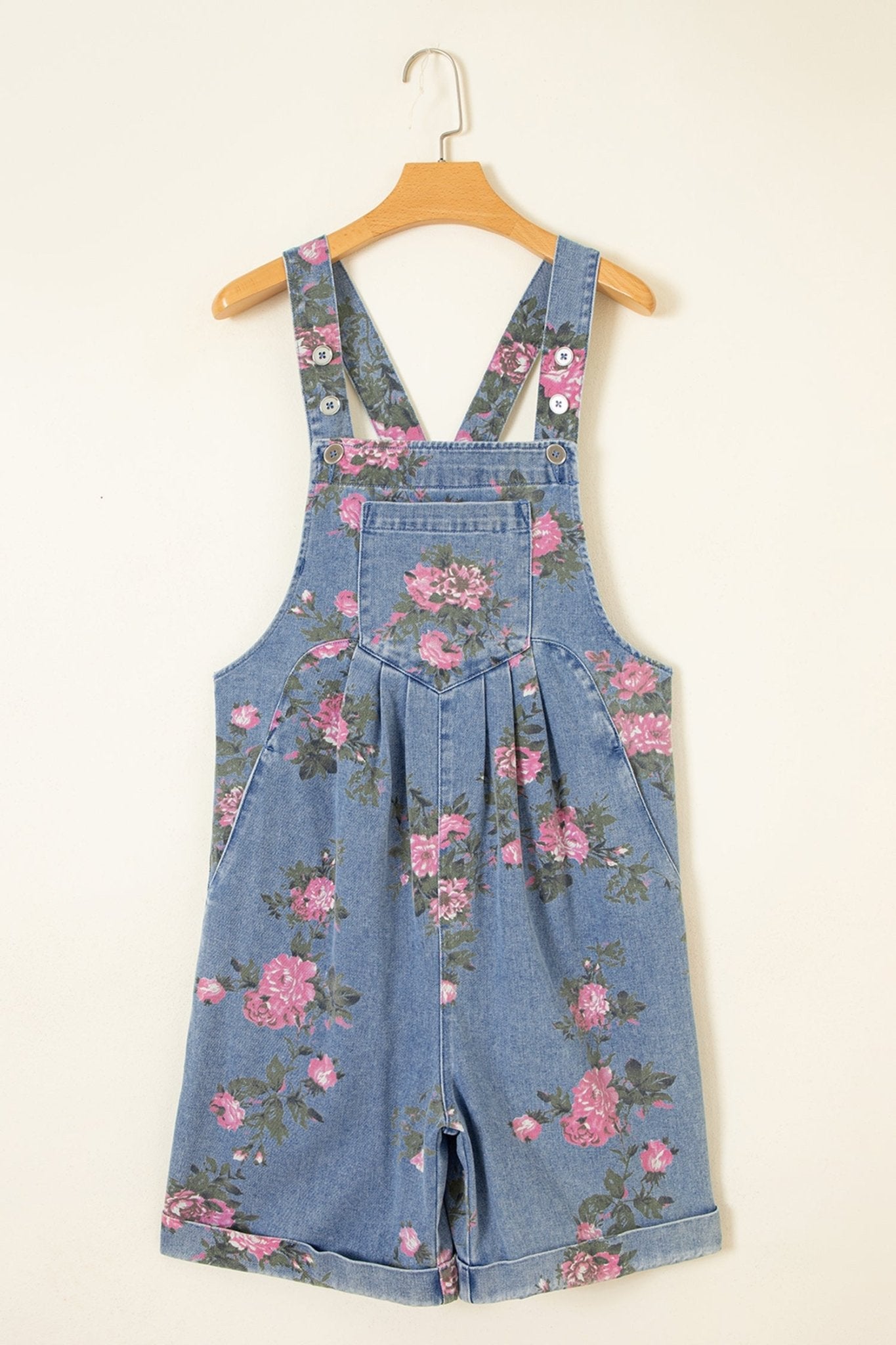 Floral Denim Adjustable Strap Romper - Rooted & Reckless Co.