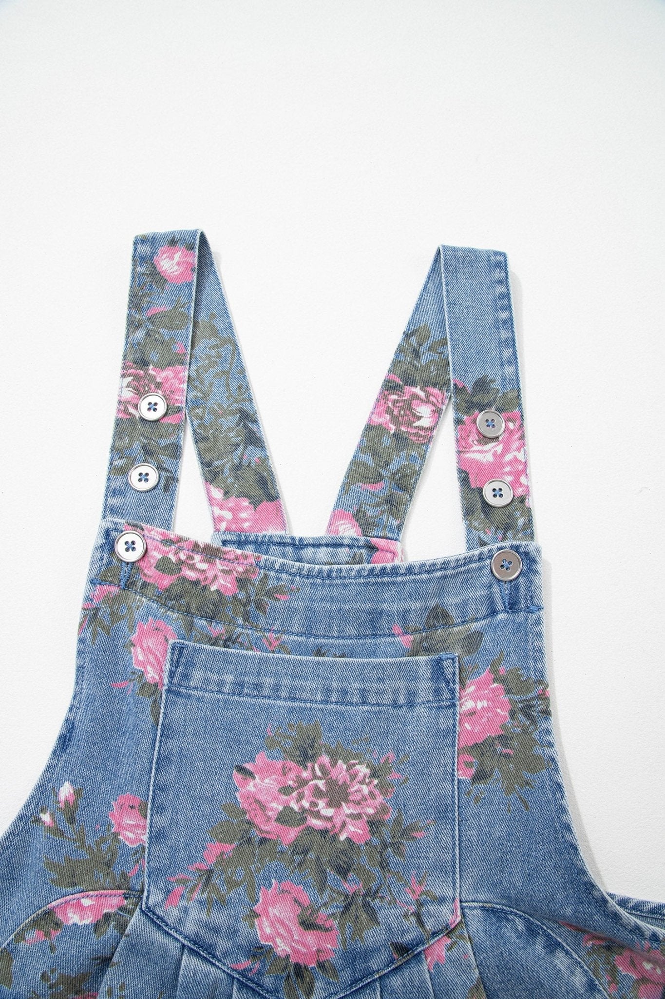 Floral Denim Adjustable Strap Romper - Rooted & Reckless Co.