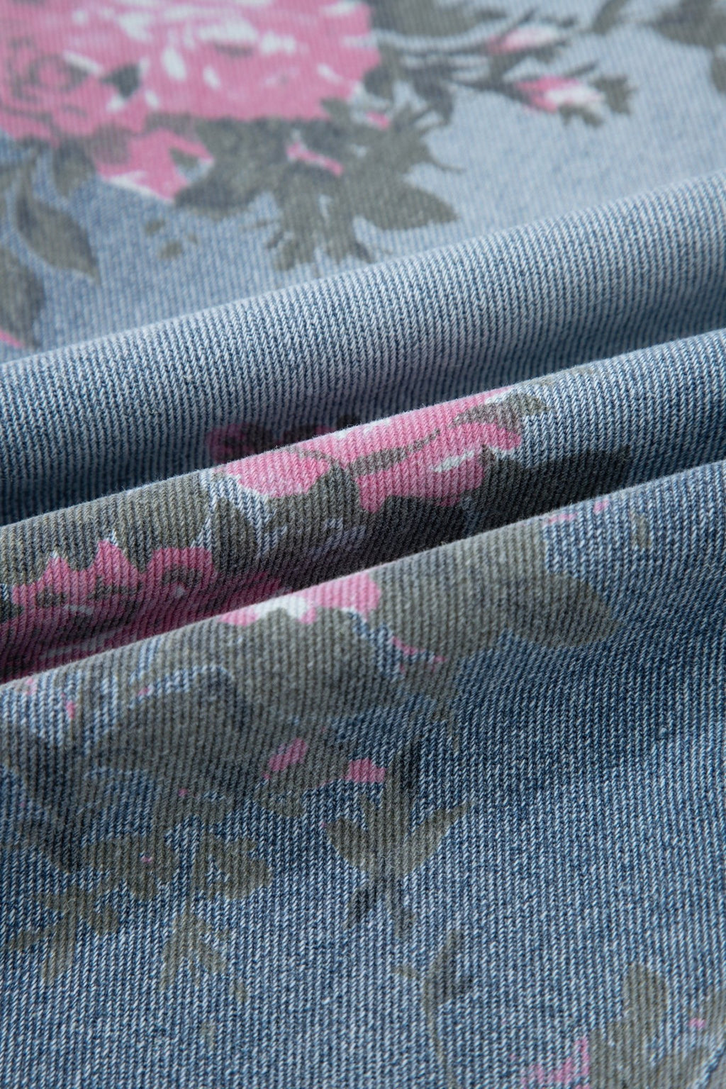 Floral Denim Elastic Waist Straight Leg Jeans - Rooted & Reckless Co.