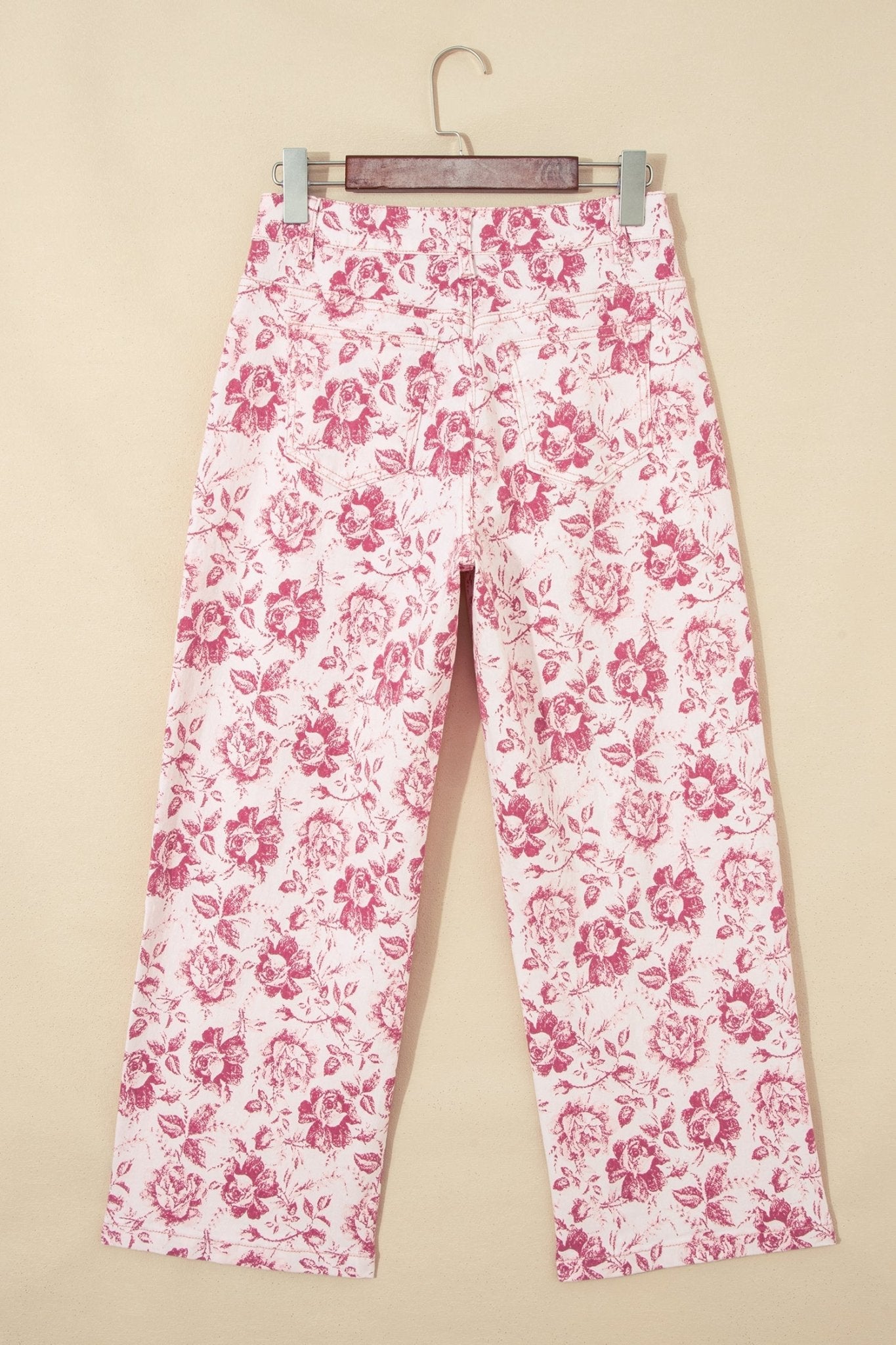Floral Denim High Waist Pants - Rooted & Reckless Co.