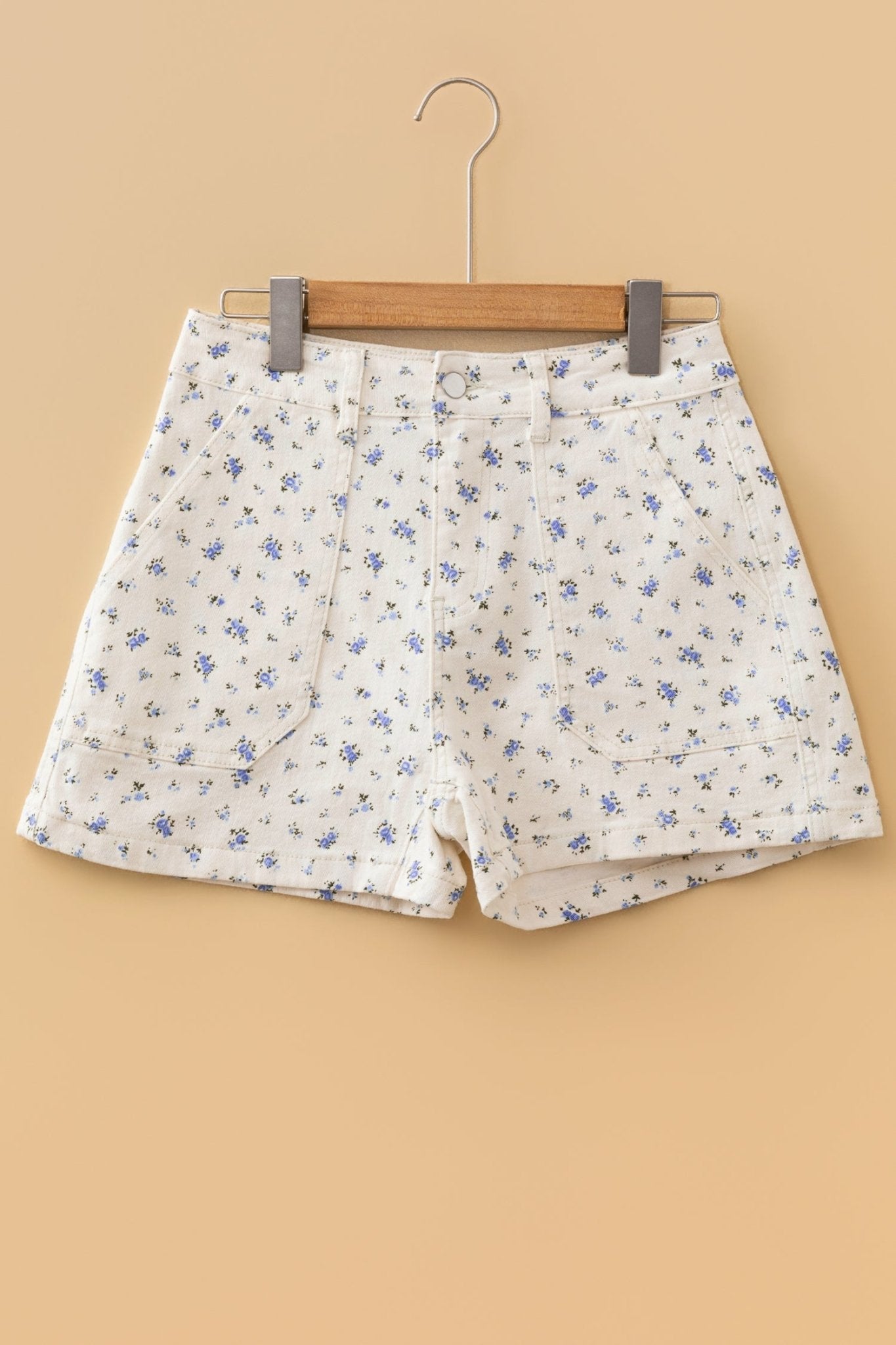 Floral Denim High Waist Shorts - Rooted & Reckless Co.