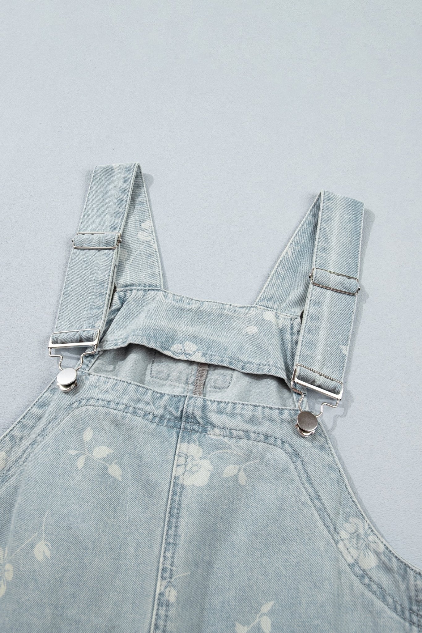 Floral Denim Patch Pocket Overall Mini Dress - Rooted & Reckless Co.