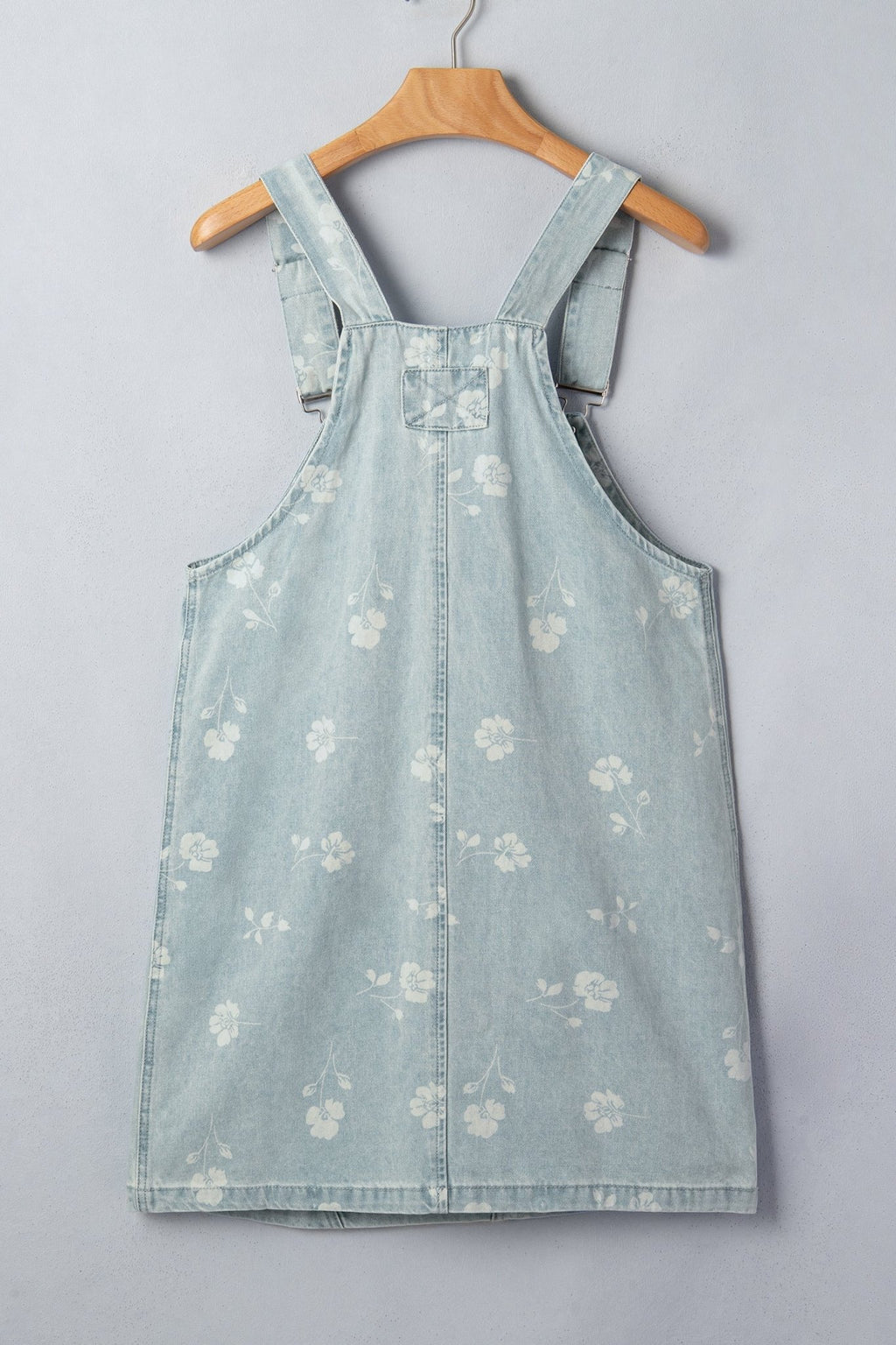 Floral Denim Patch Pocket Overall Mini Dress - Rooted & Reckless Co.