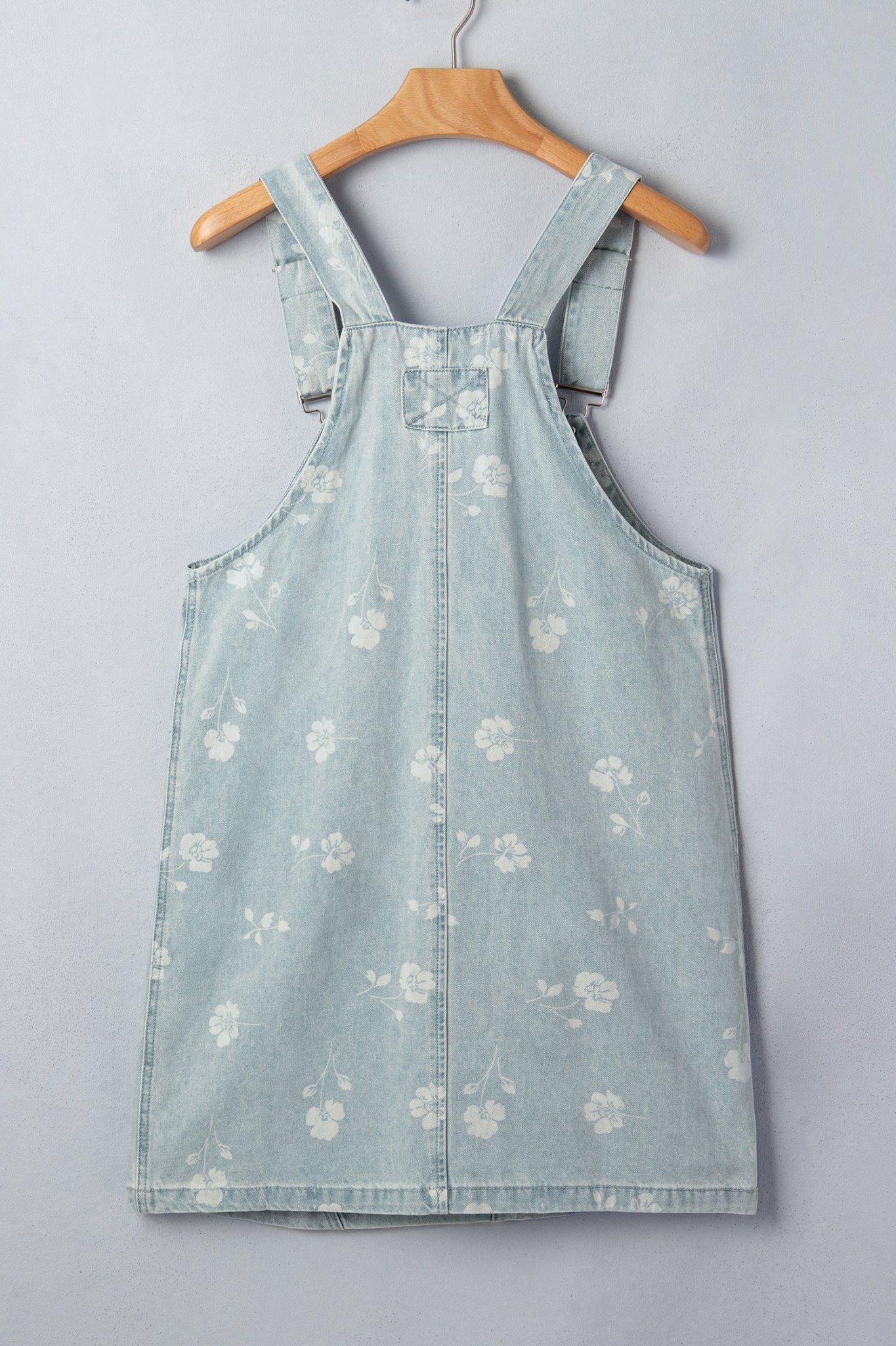 Floral Denim Patch Pocket Overall Mini Dress - Rooted & Reckless Co.