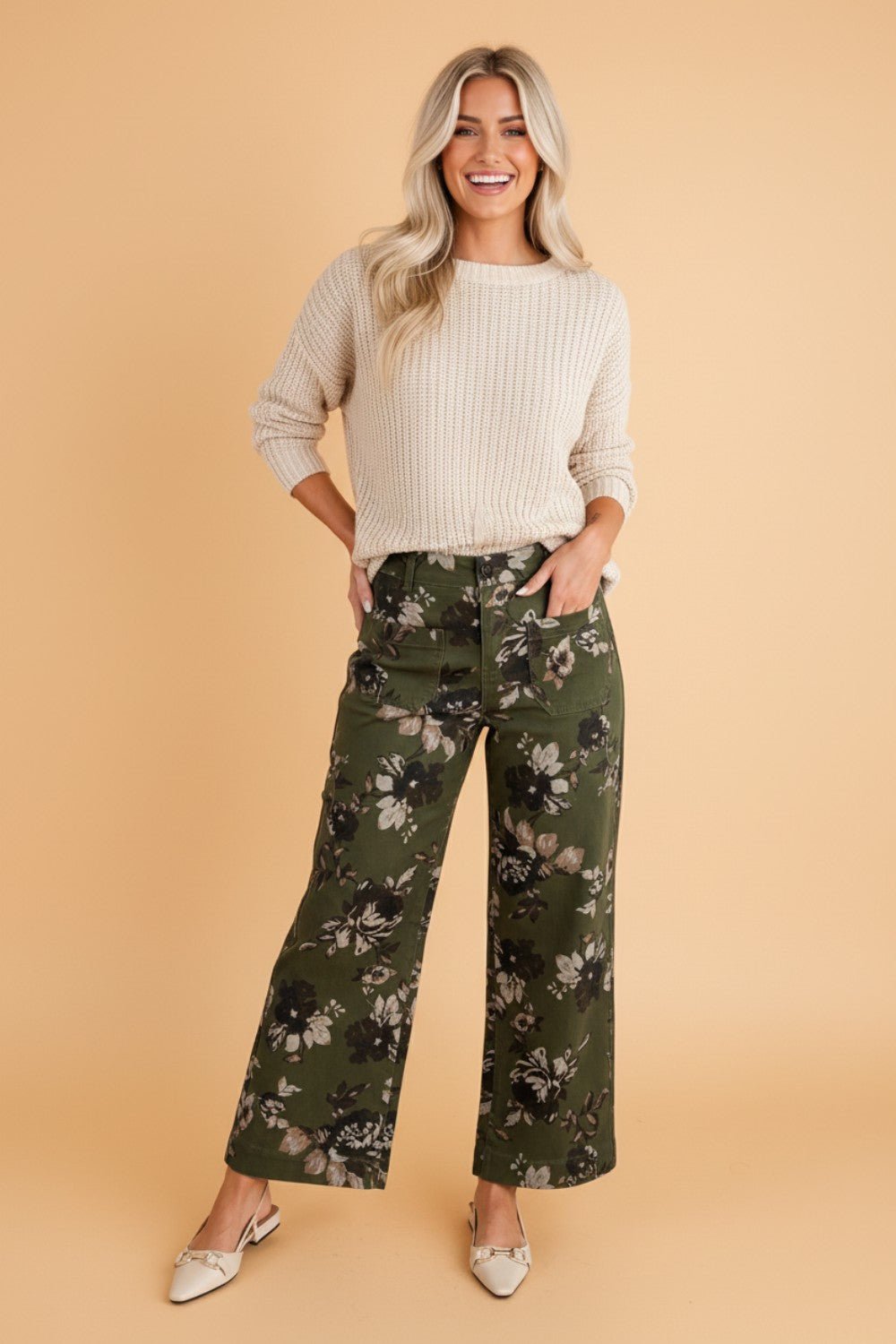 Floral Denim Patch Pocket Straight Leg Jeans - Rooted & Reckless Co.