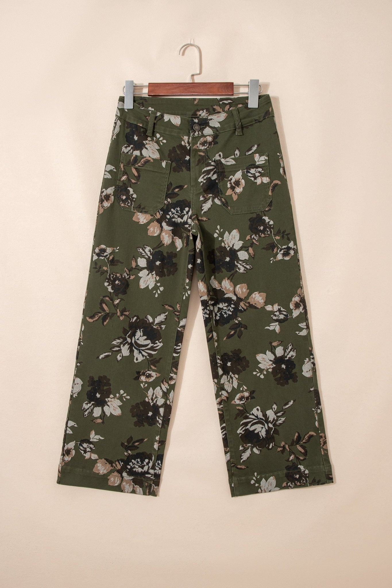 Floral Denim Patch Pocket Straight Leg Jeans - Rooted & Reckless Co.