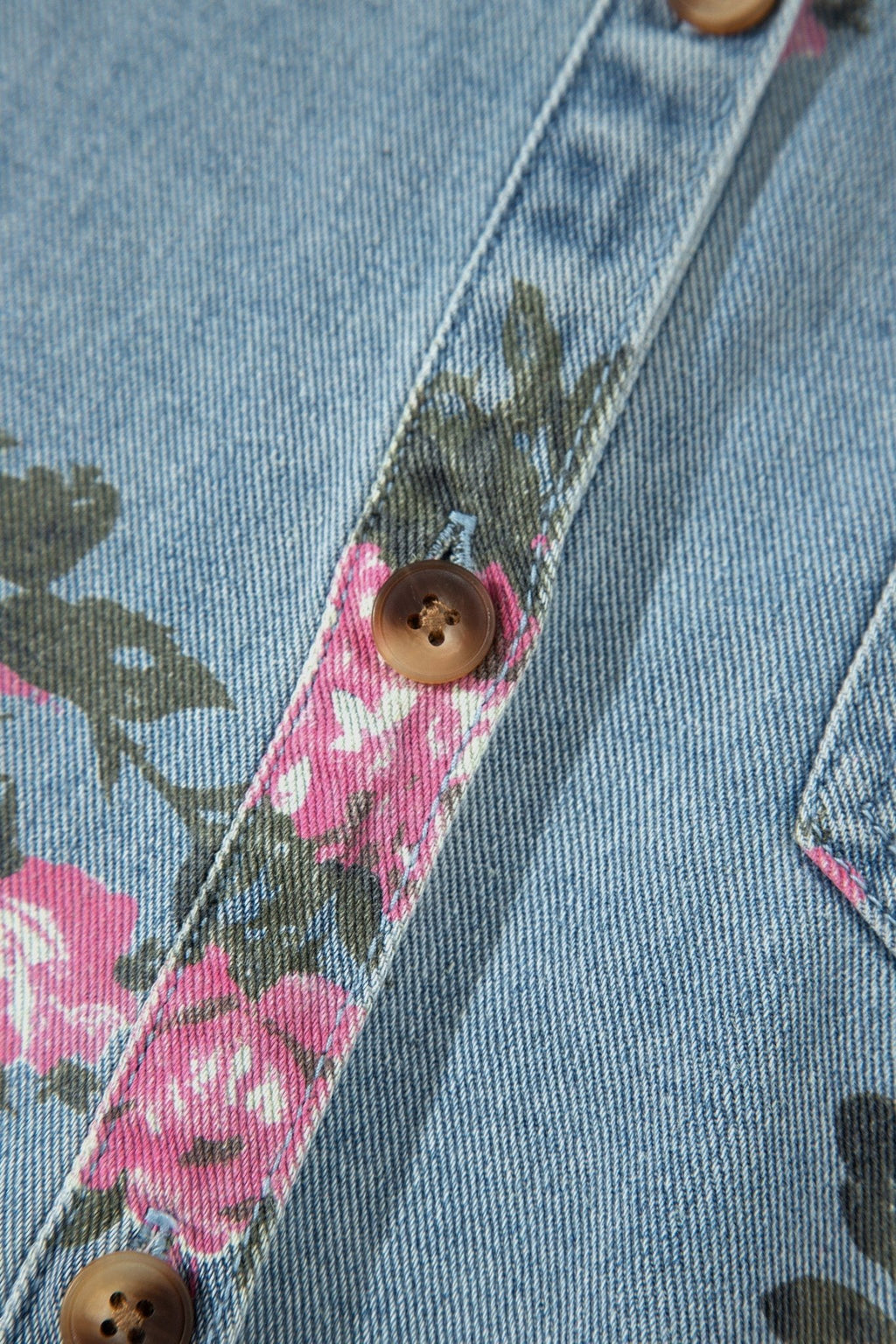 Floral Denim Raw Seam Ruffle Hem Jacket - Rooted & Reckless Co.