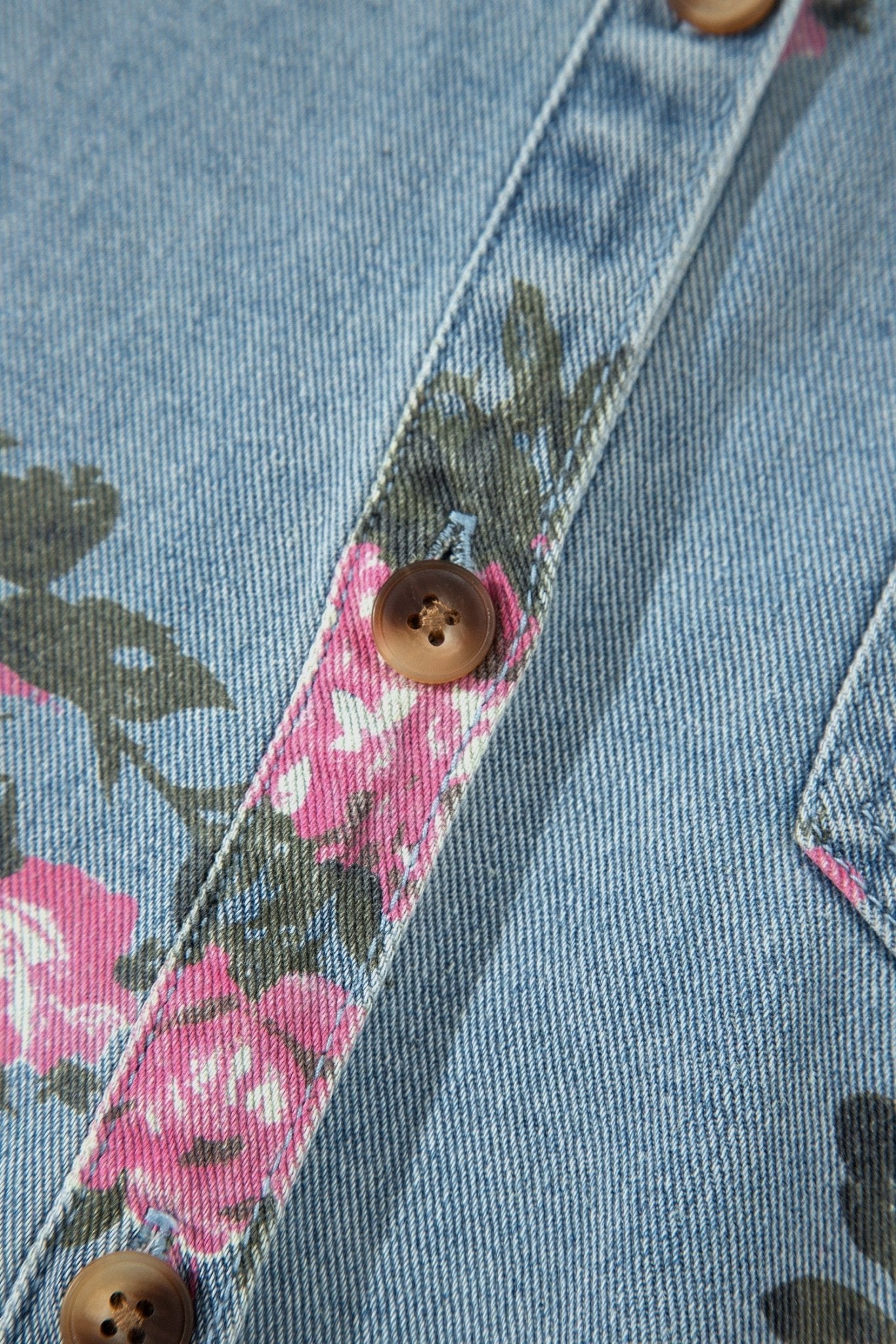 Floral Denim Raw Seam Ruffle Hem Jacket - Rooted & Reckless Co.