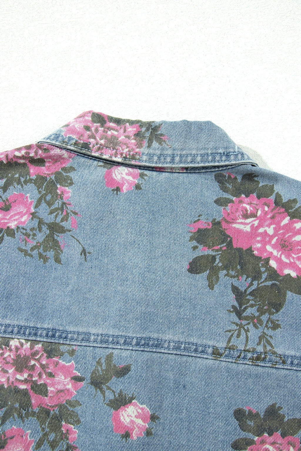 Floral Denim Raw Seam Ruffle Hem Jacket - Rooted & Reckless Co.