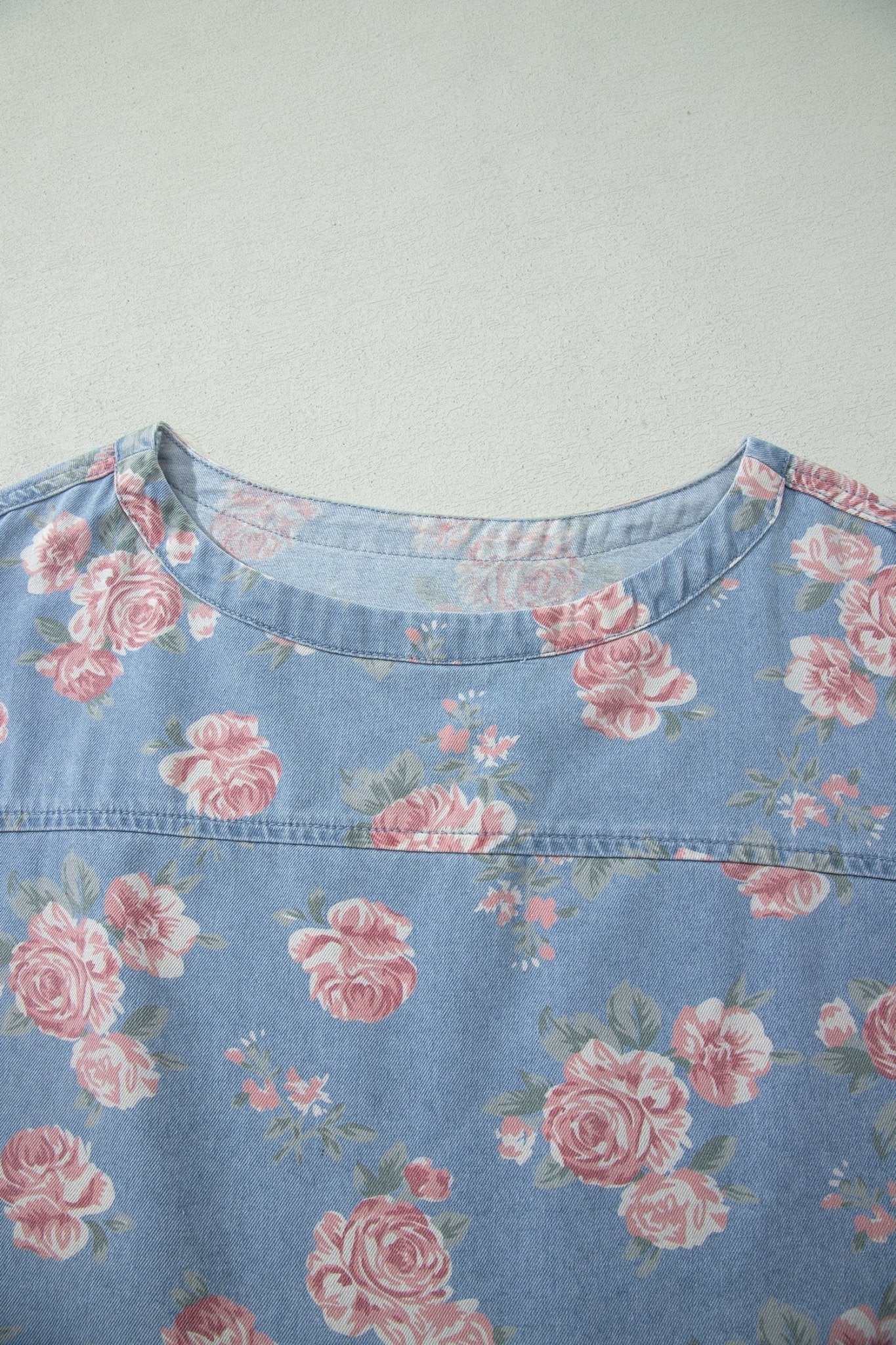 Floral Denim Short Sleeve Top & Loose Shorts Set - Rooted & Reckless Co.