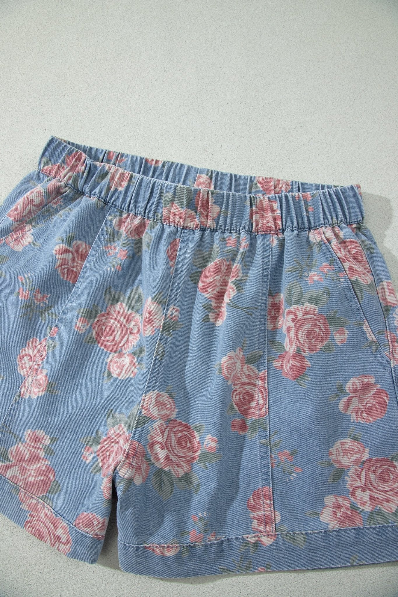 Floral Denim Short Sleeve Top & Loose Shorts Set - Rooted & Reckless Co.