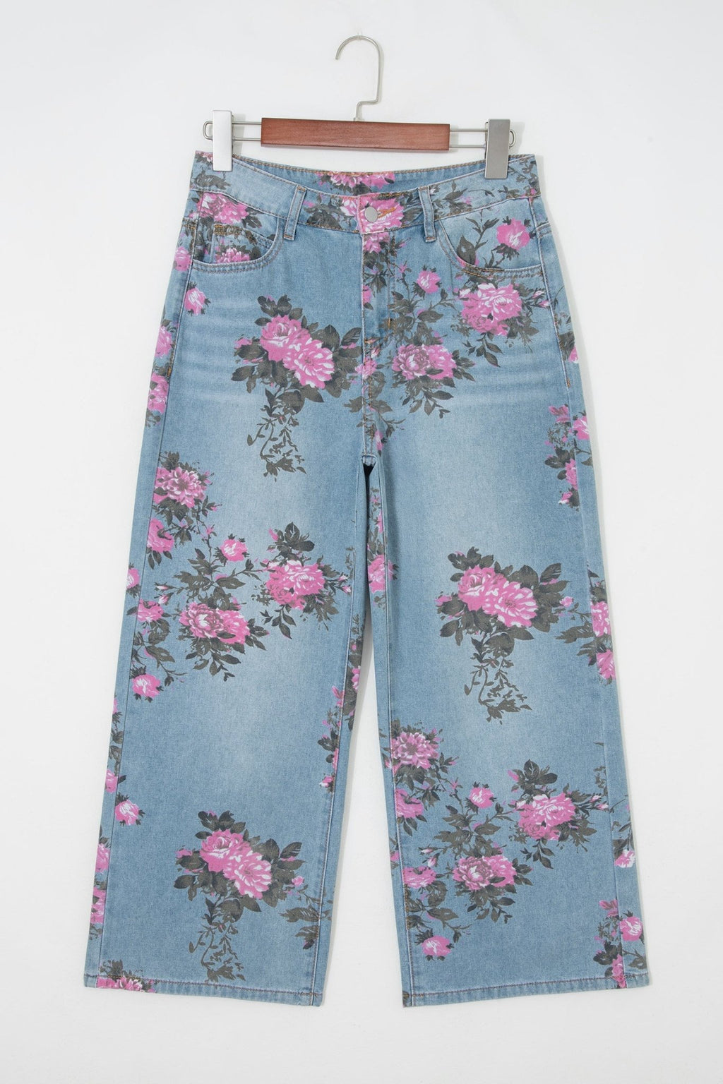 Floral Denim Wide Leg Jeans - Rooted & Reckless Co.