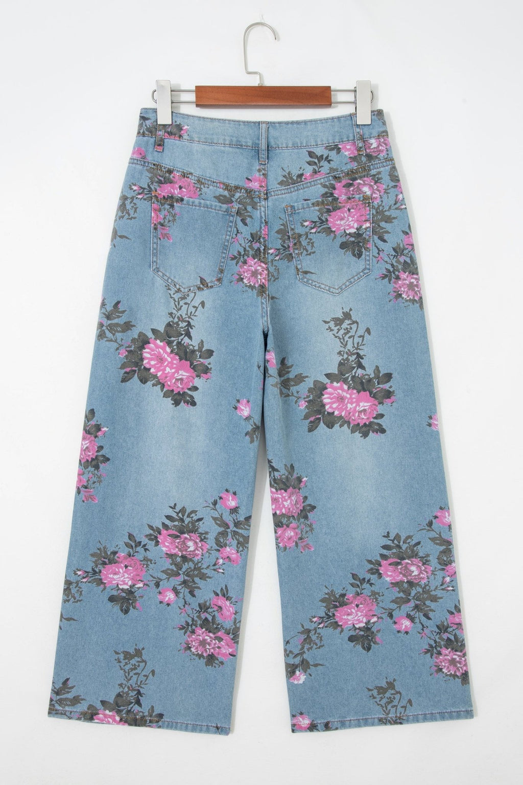 Floral Denim Wide Leg Jeans - Rooted & Reckless Co.