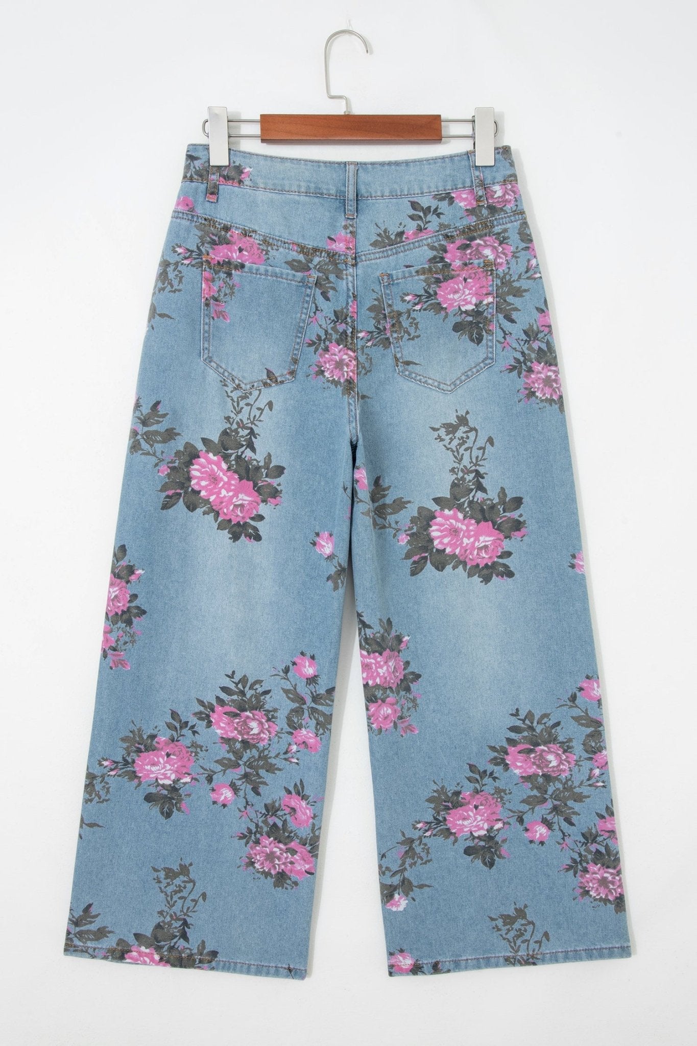 Floral Denim Wide Leg Jeans - Rooted & Reckless Co.