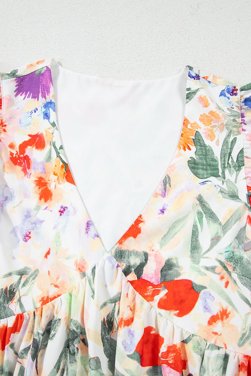 Floral Double Ruffle Sleeve V-Neck Mini Dress - Rooted & Reckless Co.