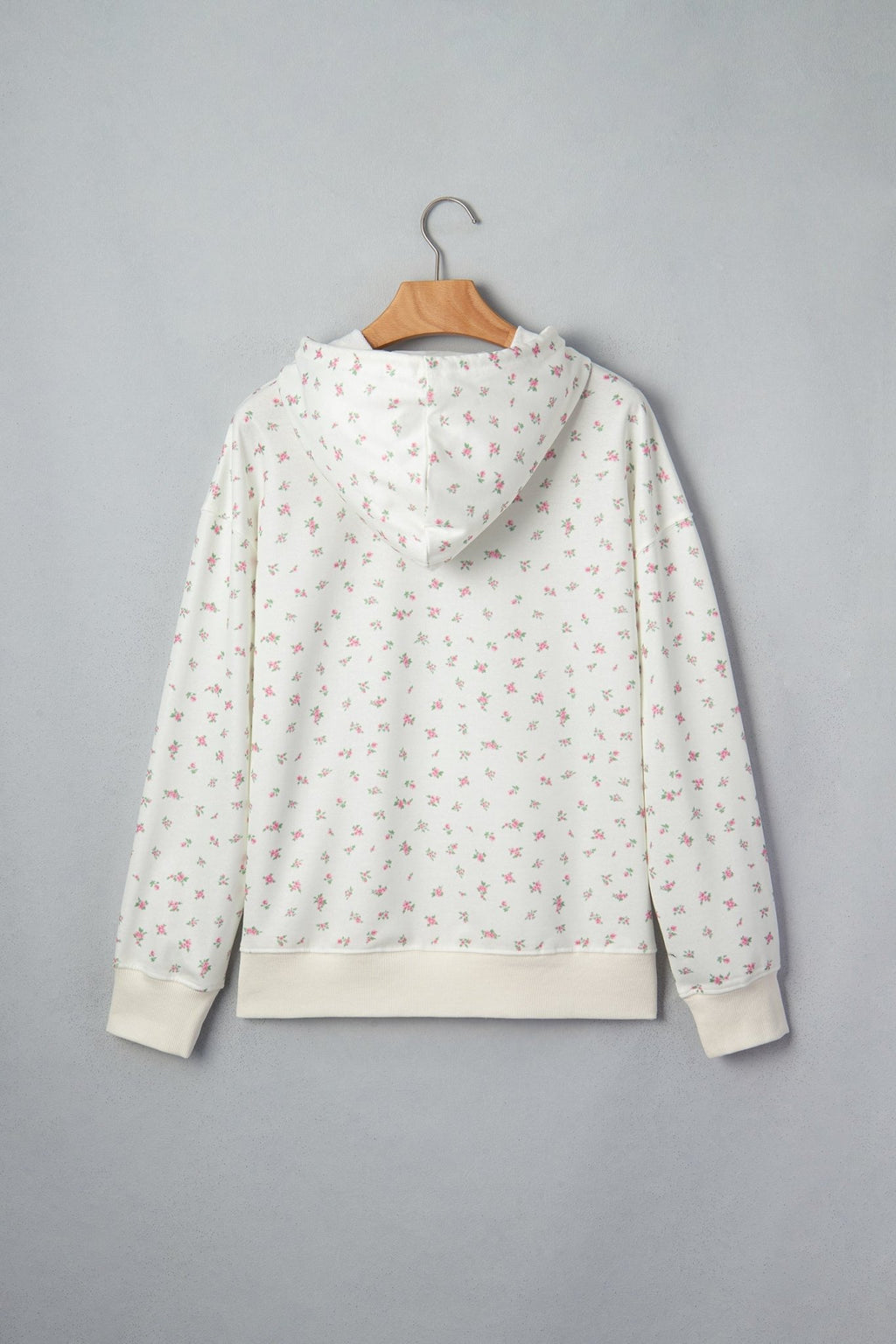 Floral Drop Shoulder Kangaroo Pocket Drawstring Hoodie - Rooted & Reckless Co.