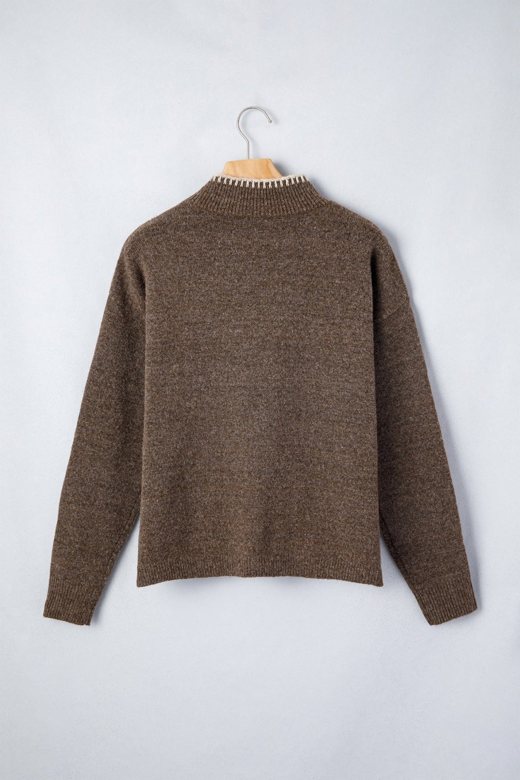 Floral Embroidered Mock Neck Long Sleeve Sweater - Rooted & Reckless Co.