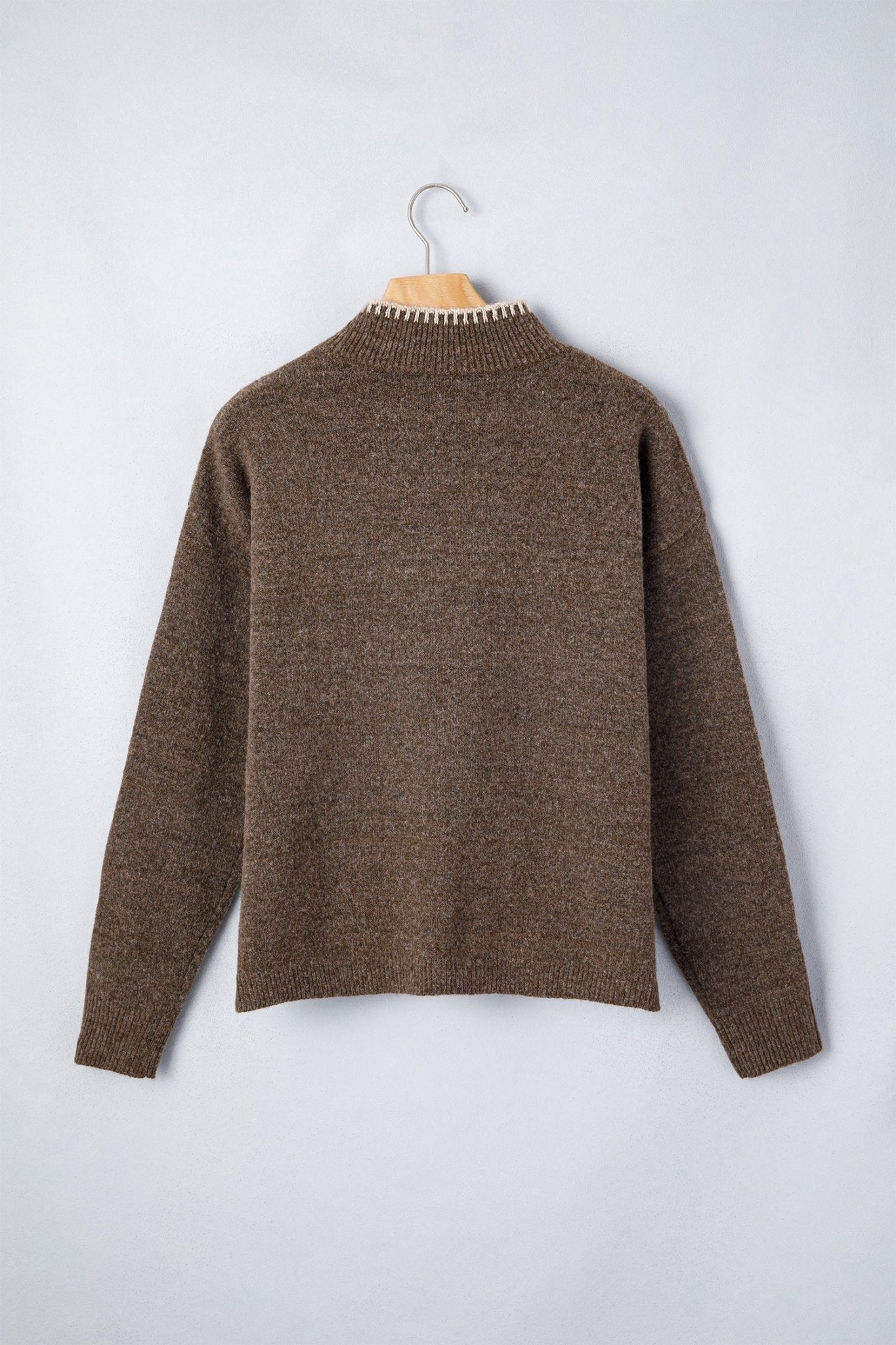 Floral Embroidered Mock Neck Long Sleeve Sweater - Rooted & Reckless Co.