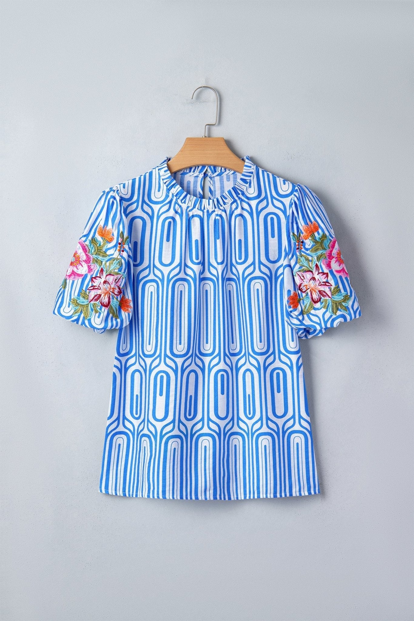 Floral Embroidered Puff Sleeve Blouse - Rooted & Reckless Co.