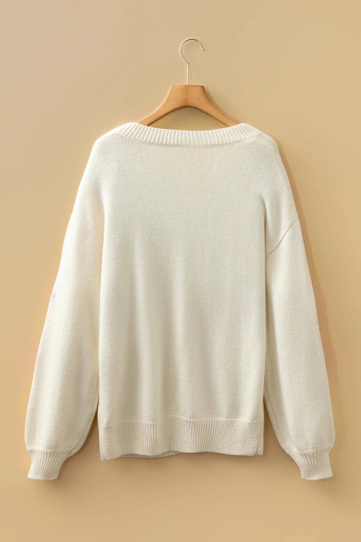 Floral Embroidered Sleeve Round Neck Loose Sweater - Rooted & Reckless Co.