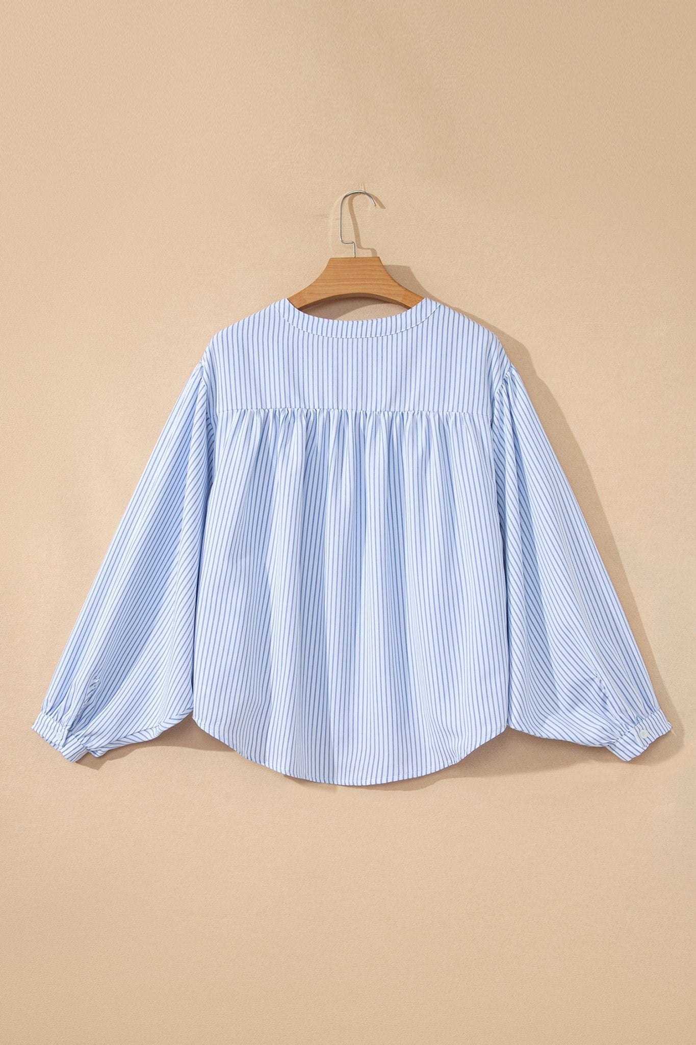 Floral Embroidered Stripe Billowy Sleeve Tunic Shirt - Rooted & Reckless Co.