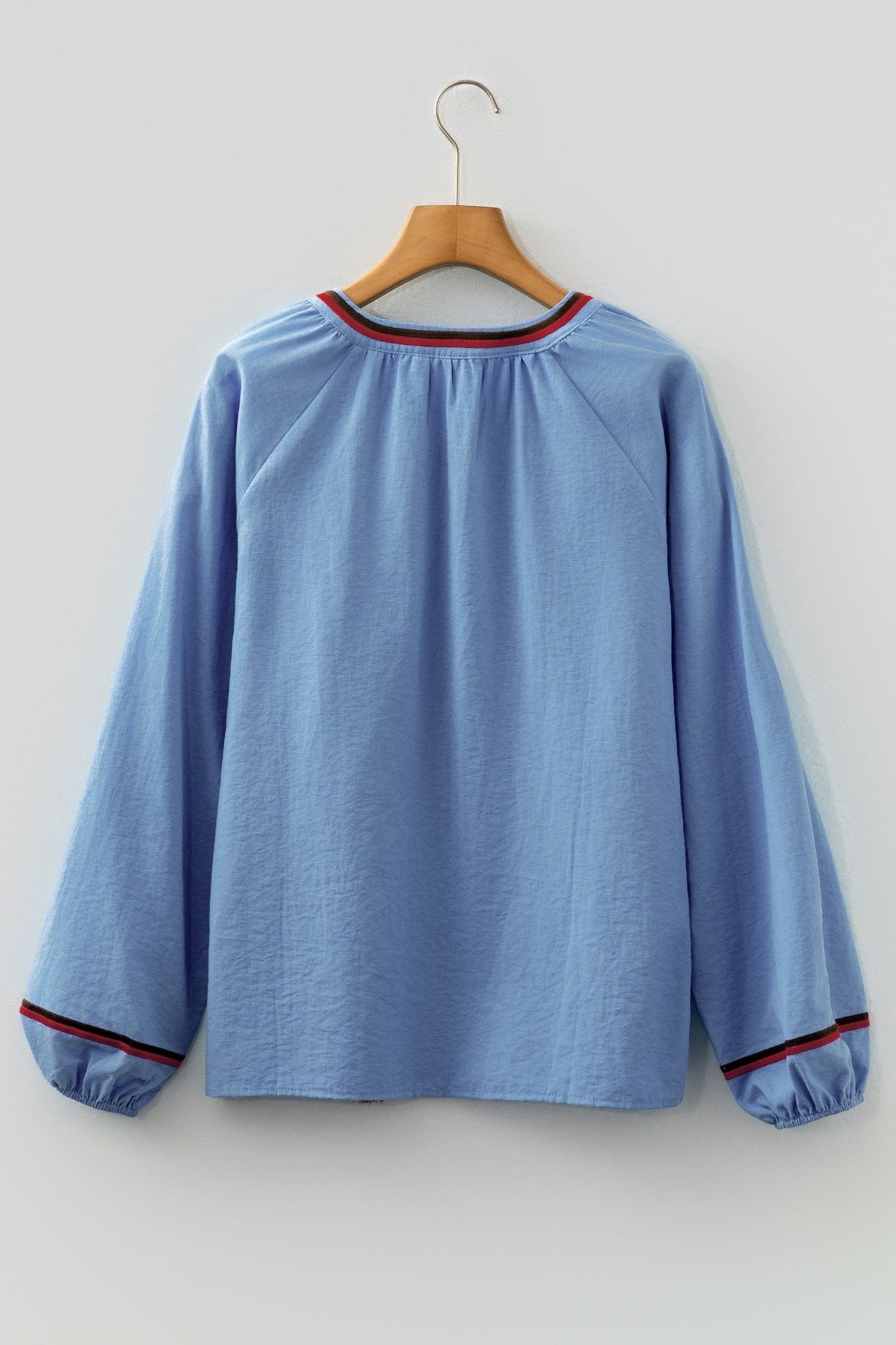 Floral Embroidered Tassel-Tie Puff Sleeve Blouse - Rooted & Reckless Co.