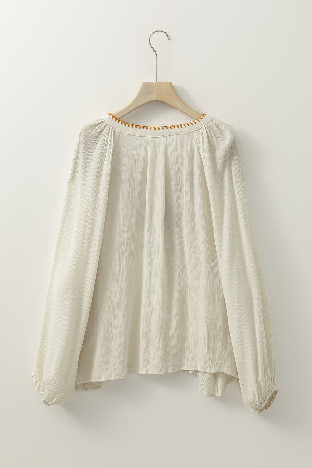 Floral Embroidered Textured Puff Sleeve Shirt - Rooted & Reckless Co.