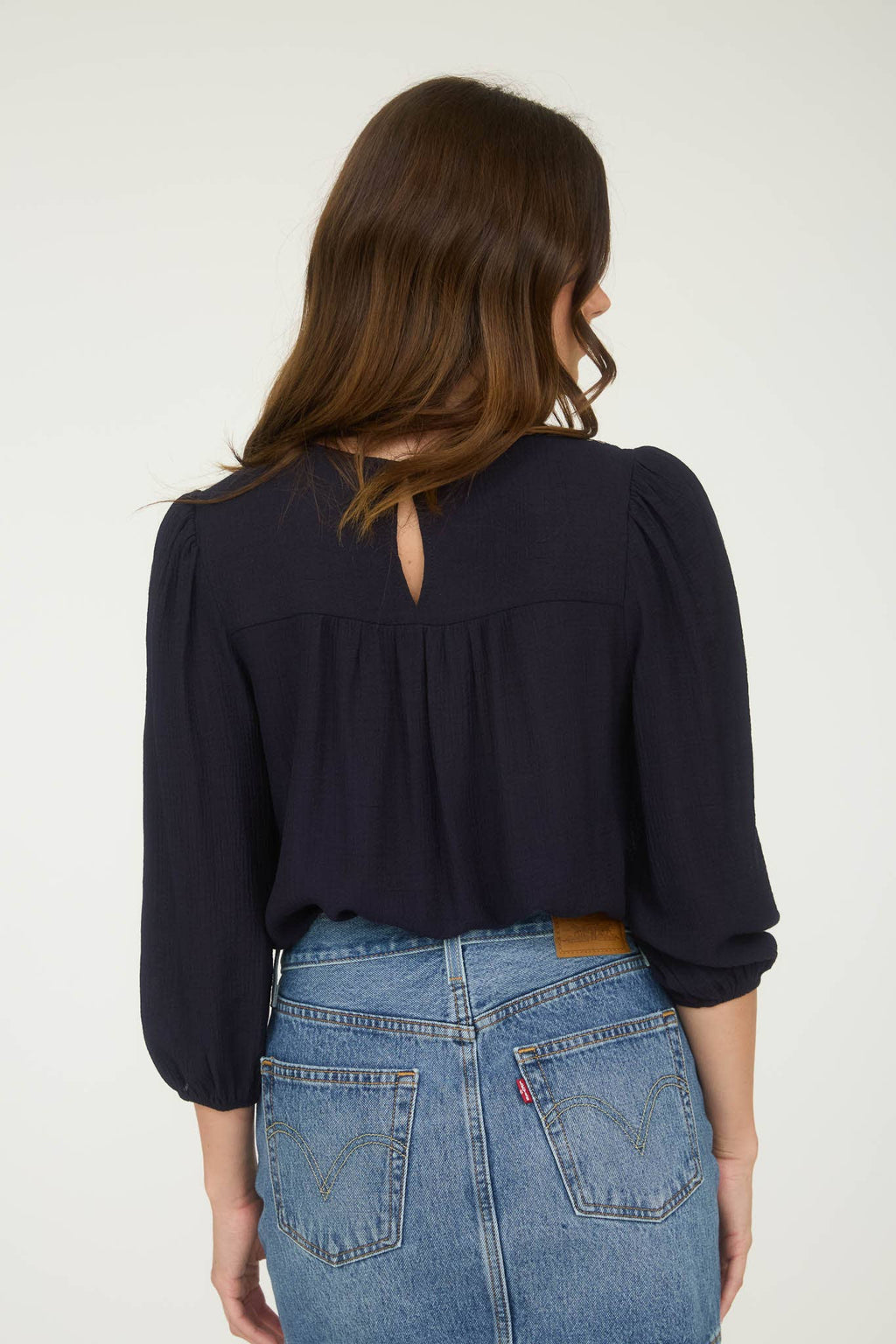 Floral Embroidered Yoke 3/4 Sleeve Blouse -medium remains - Rooted & Reckless Co.
