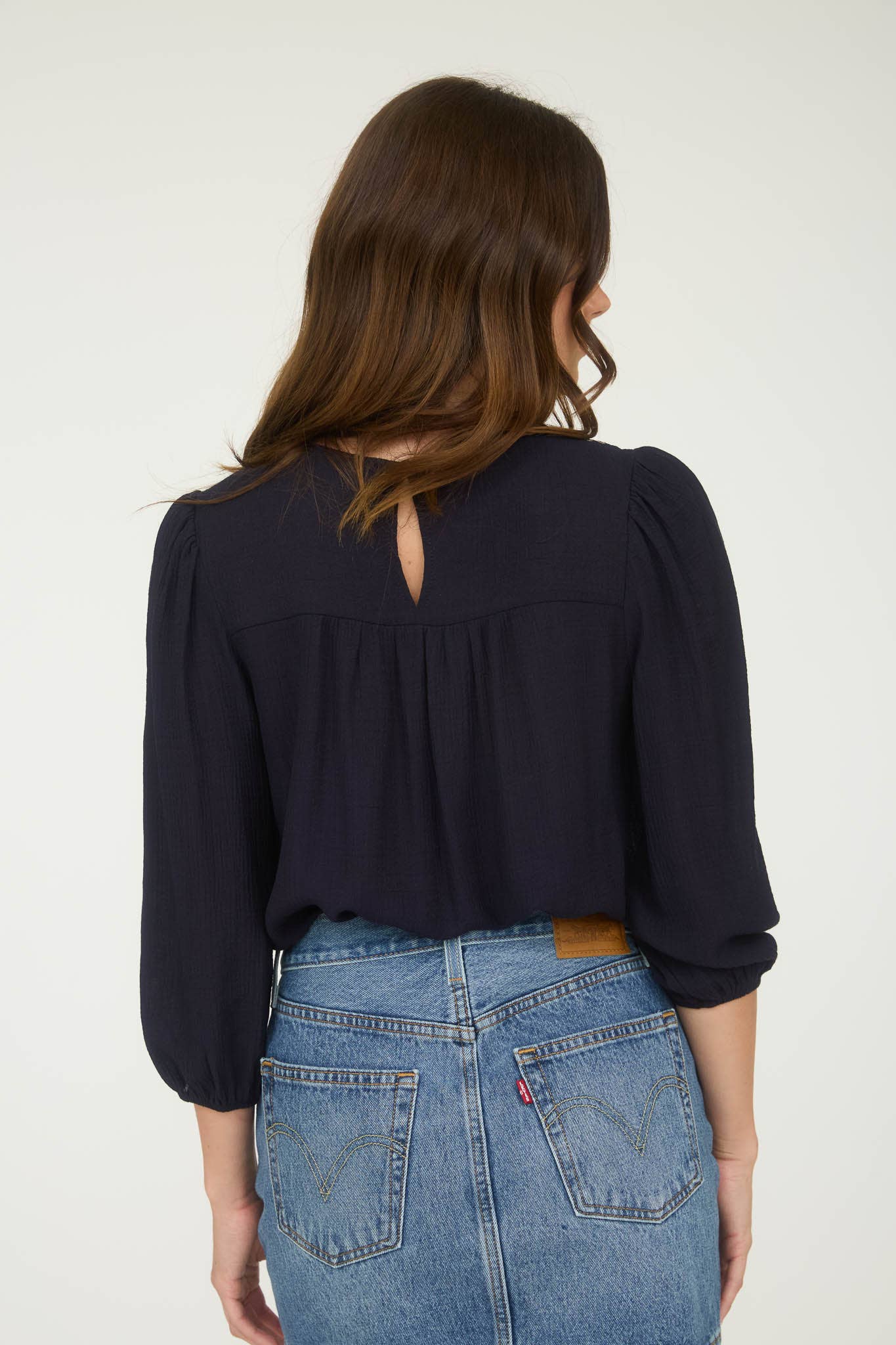 Floral Embroidered Yoke 3/4 Sleeve Blouse -medium remains - Rooted & Reckless Co.