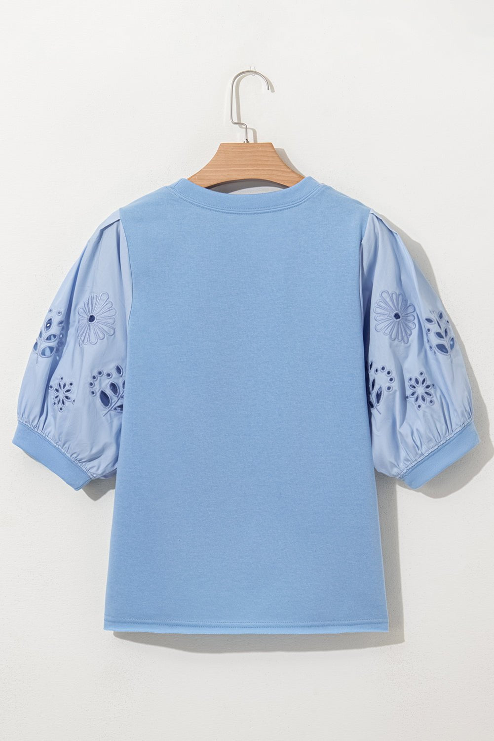 Floral Eyelet Embroidered Puff Short Sleeve Blouse - Rooted & Reckless Co.