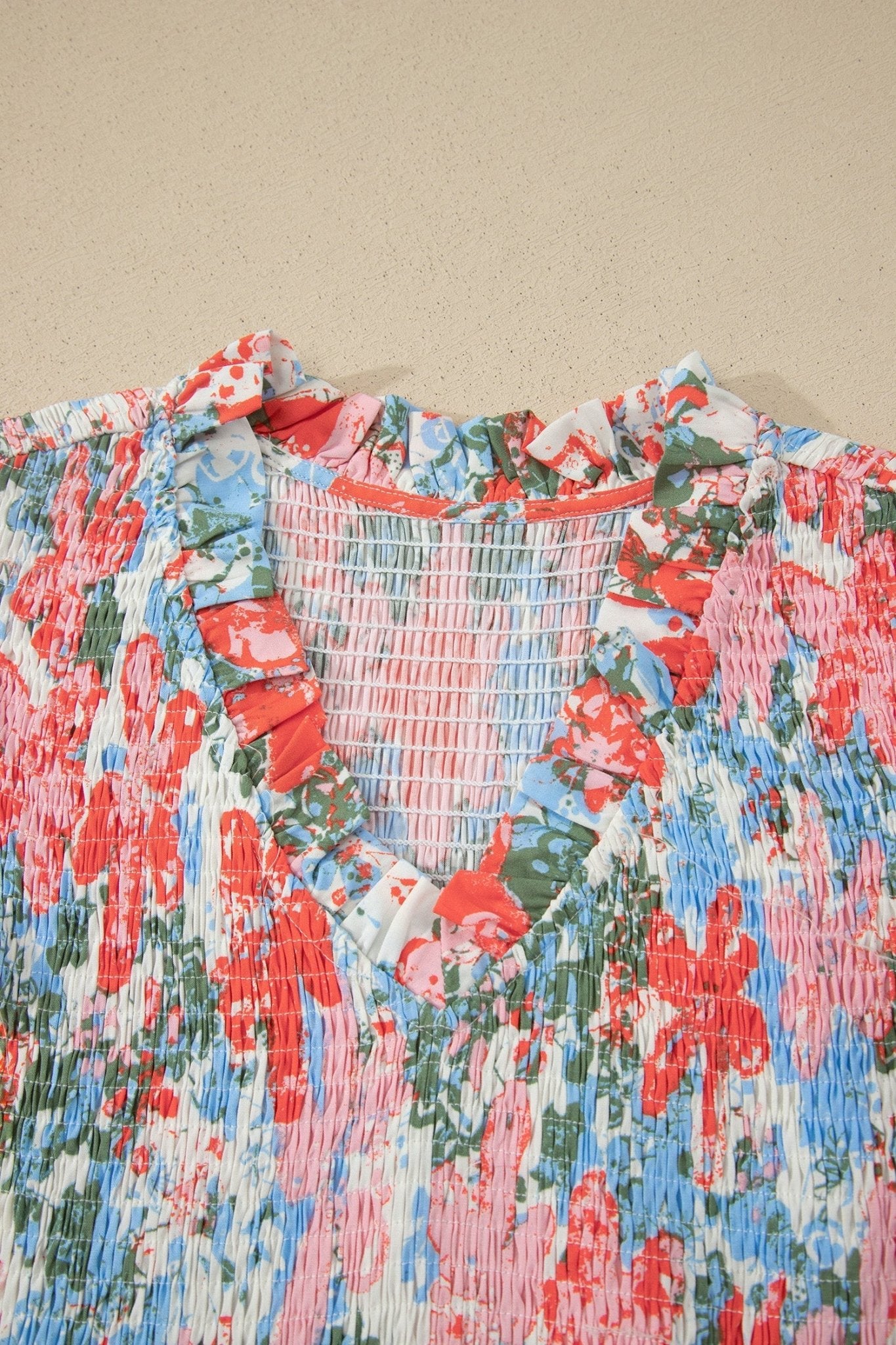 Floral Flutter Sleeve Smocked V-Neck Maxi Dress - Rooted & Reckless Co.