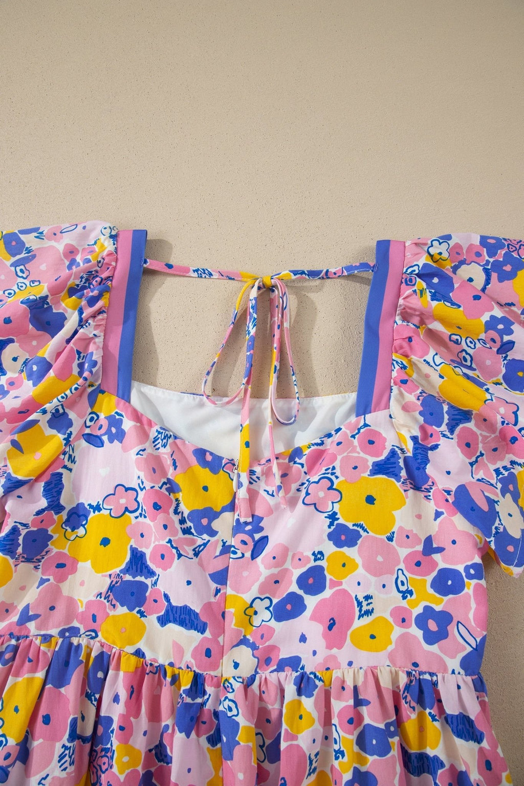 Floral Flutter Sleeve Square Neck Mini Dress - Rooted & Reckless Co.