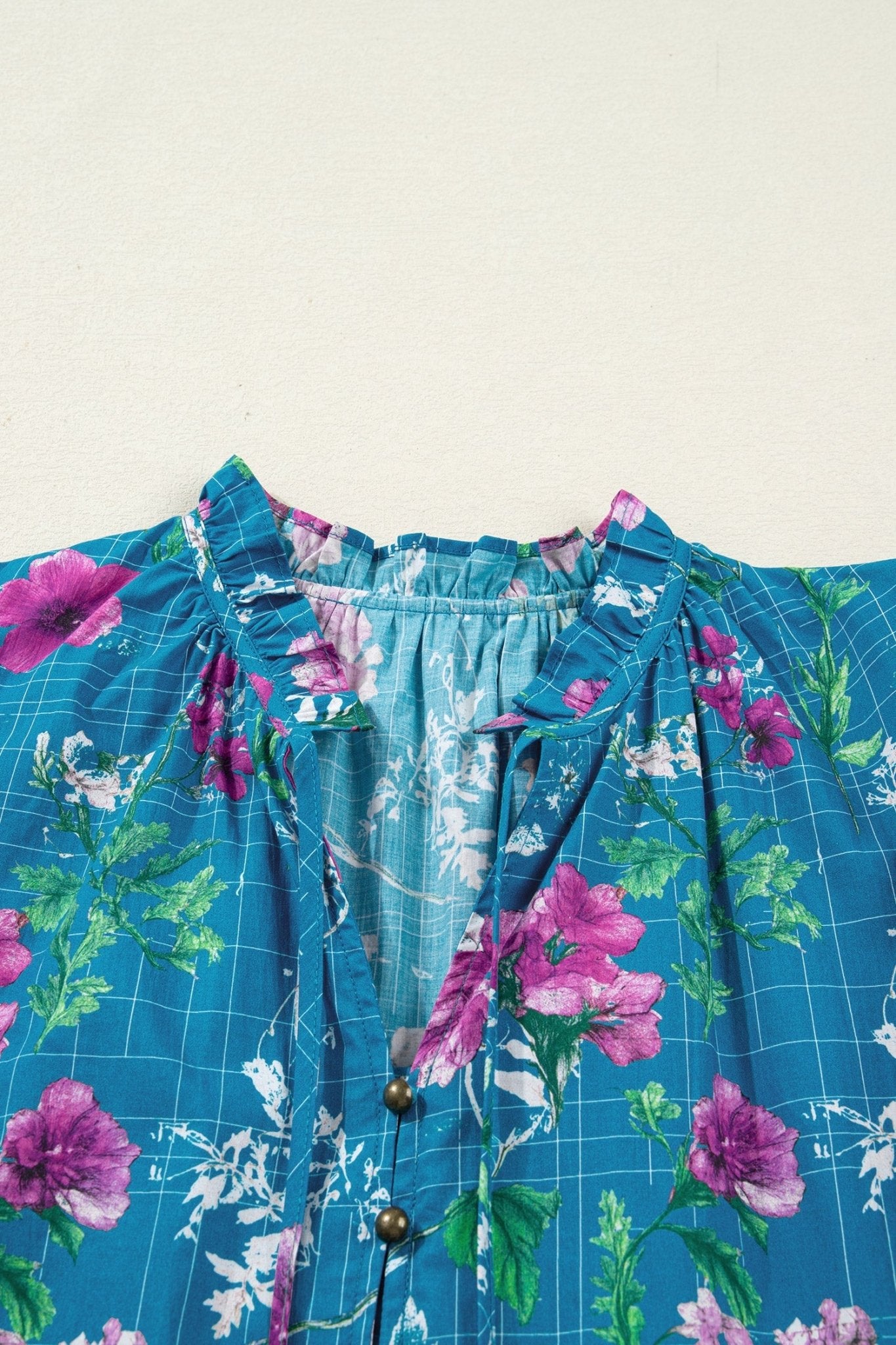 Floral Flutter Sleeve Tie Neck Belted Midi Dress - Rooted & Reckless Co.