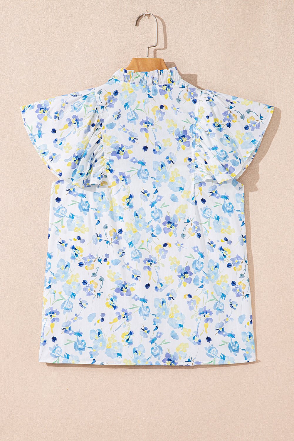 Floral Frill Notch V-Neck Blouse - Rooted & Reckless Co.