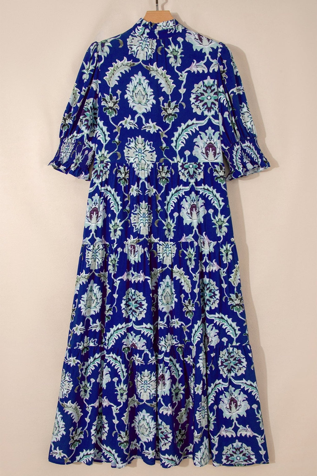 Floral Frilled Collar Puff Sleeve Maxi Dress - Rooted & Reckless Co.