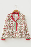 Floral Frilled Colorblock V-Neck Peplum Top - Rooted & Reckless Co.