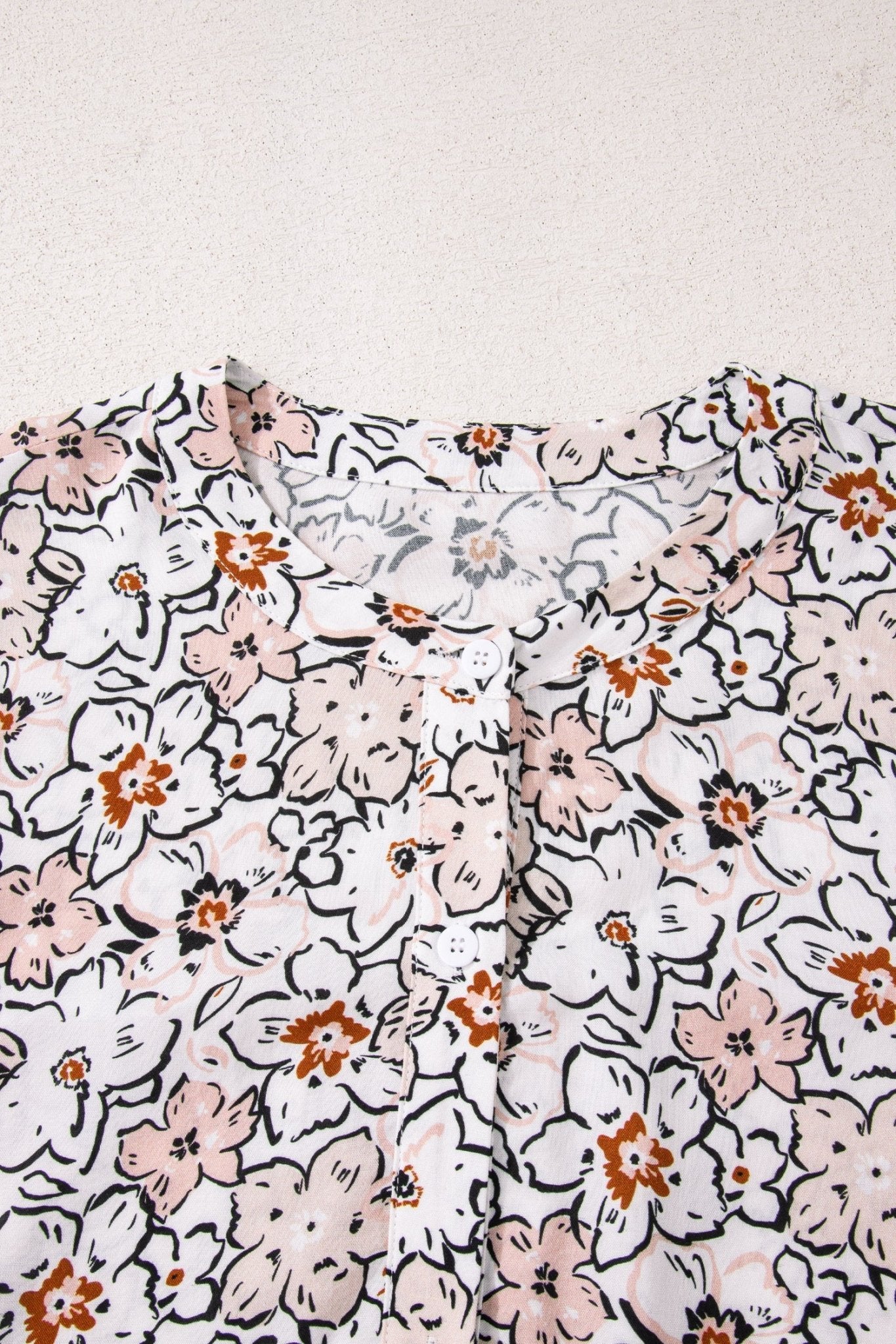 Floral Frilled Puff Sleeve Button Down Shirt - Rooted & Reckless Co.