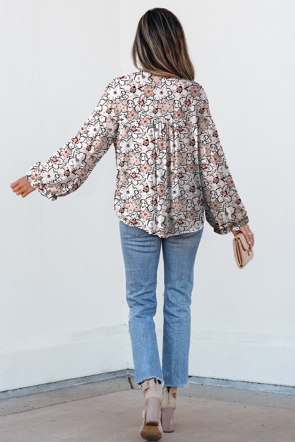Floral Frilled Puff Sleeve Button Down Shirt - Rooted & Reckless Co.