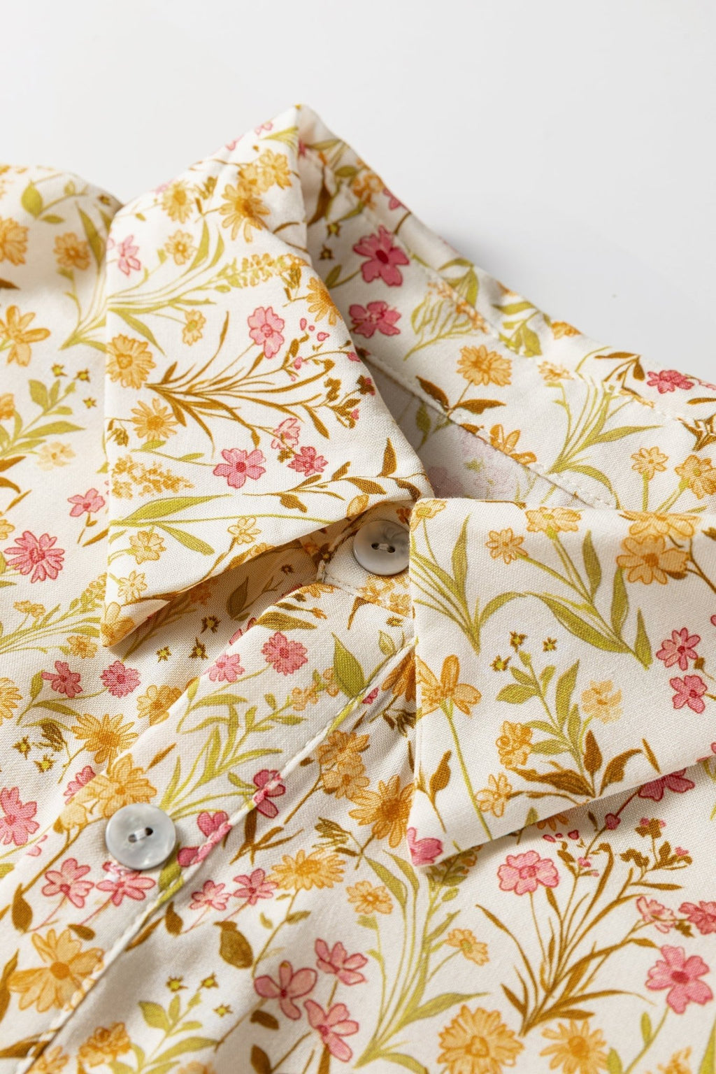 Floral Frilled Trim Smocked Cuff Dress - Rooted & Reckless Co.