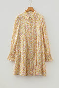 Floral Frilled Trim Smocked Cuff Dress - Rooted & Reckless Co.