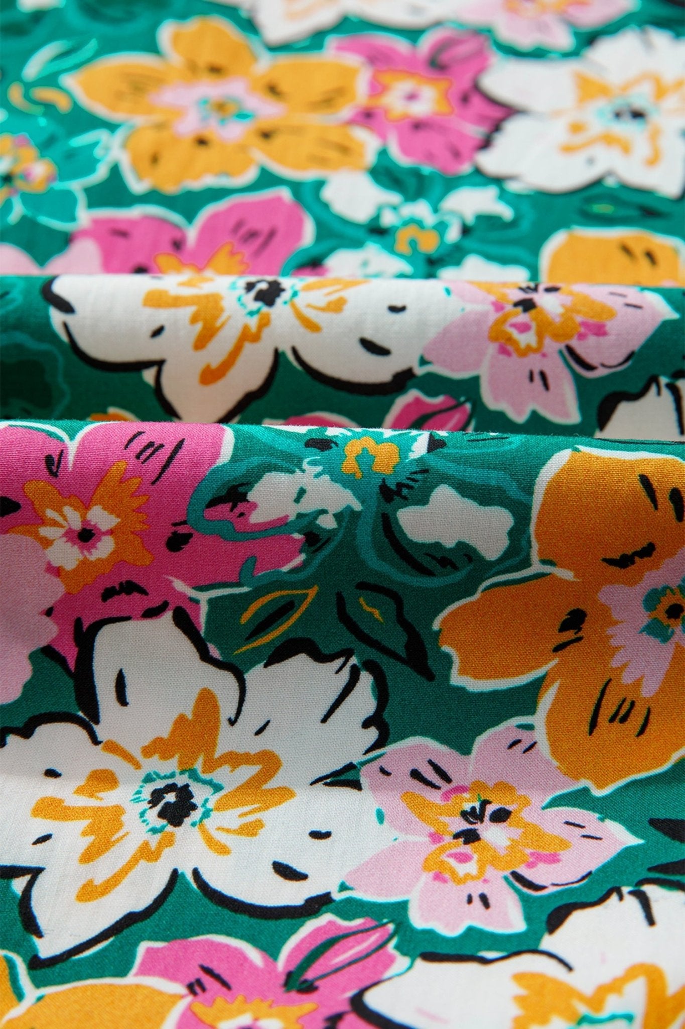 Floral Frilled V-Neck 3/4 Sleeve Blouse - Rooted & Reckless Co.